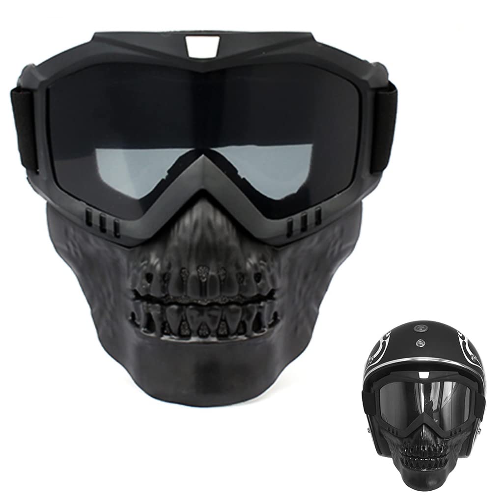 Proberos protective Goggles for Men Women with Detachable Mask, UV Protection Goggles for Motorcycle Bike, Skull Style Full Cover Goggles Helmet Goggles for Dirt Bike off road skiing (Black) Proberos protective Goggles for Men Women with Detachable Mask, UV Protection Goggles for Motorcycle Bike, Skull Style Full Cover Goggles Helmet Goggles for Dirt Bike off road skiing (Black)